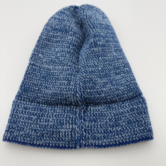 BARBELLA Blue Marled Knit Barbell Logo Beanie Acrylic Cuffed Winter Hat - Picture 4 of 6